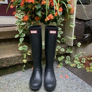 Hunter Boots Tall Matte Black Adjustable Rainboots